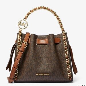 Michael Kors Mina Small Signature Logo Chain Crossbody Bag